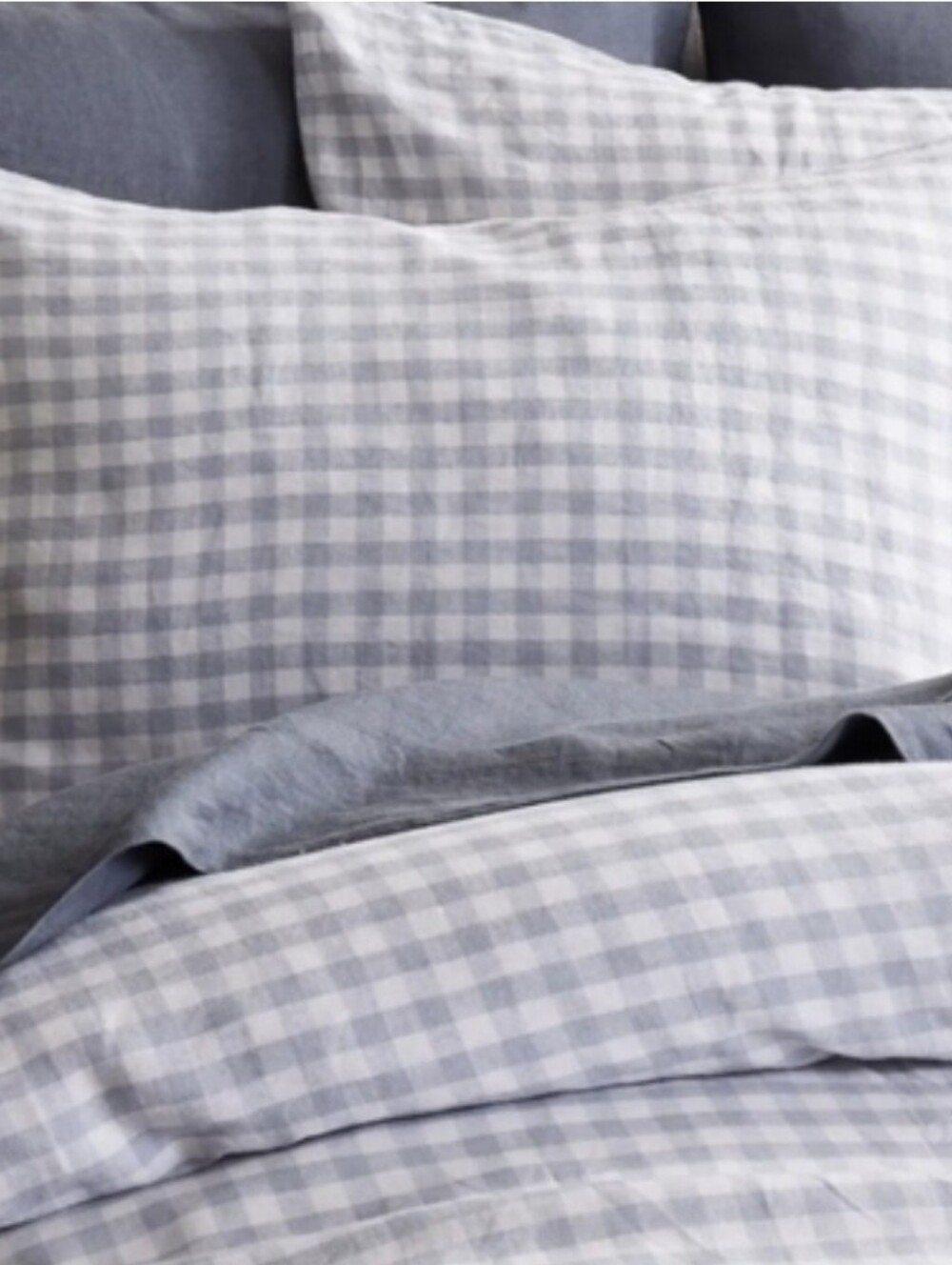 NWOT! Quince Linen Light Blue Gingham King Shams! Set Of 2 (Z12)